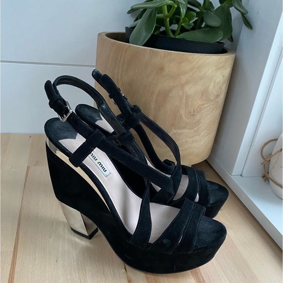 MIU MIU Suede Mirror Platforms
